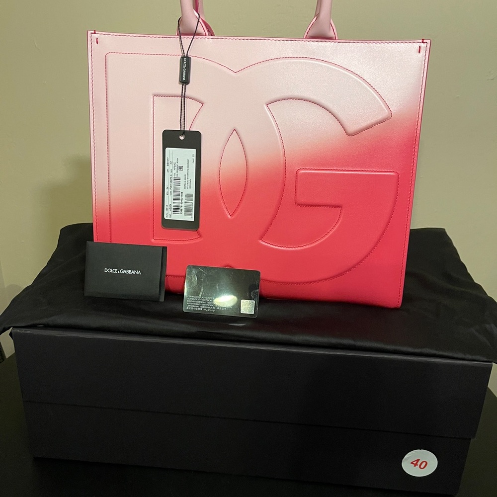 Dolce & Gabbana Pink to Red Ombre Leather Tote